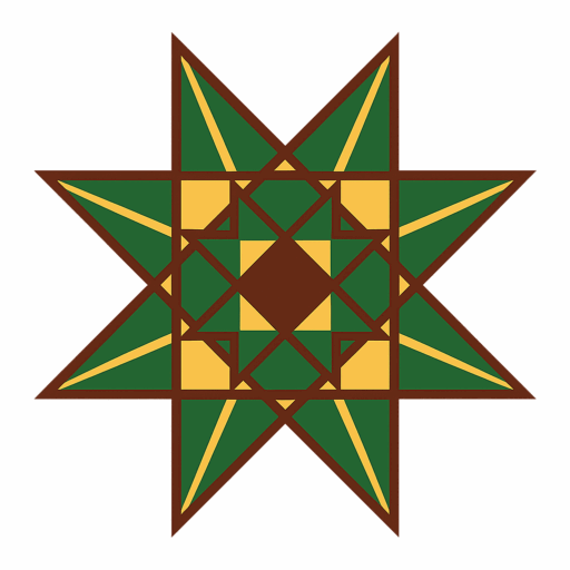 Logo d’Adrien Marlet – étoile géométrique verte et or